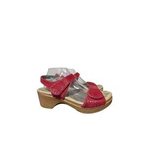 Dansko Sonnet Red Leather Hook Loop Clogs Sandals Chunky Y2K Outdoor 42 US 11.5